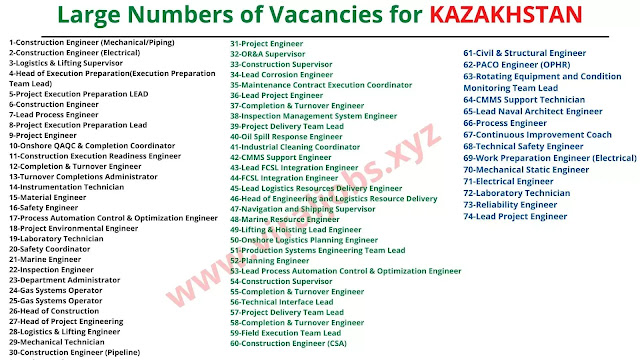 Large Numbers of Vacancies for KAZAKHSTAN
