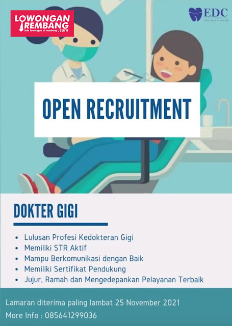 Lowongan Kerja Pegawai Dokter Gigi Klinik Gigi Enggar Dental Care 2 Cabang Kragan Rembang