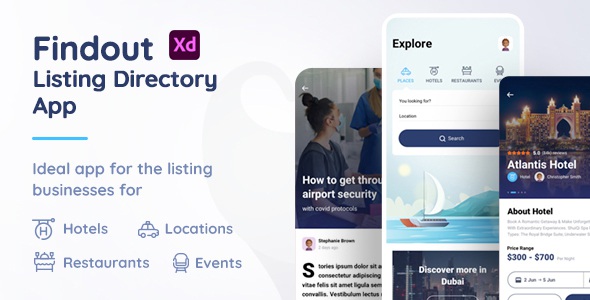 Best Listing Directory App XD Template