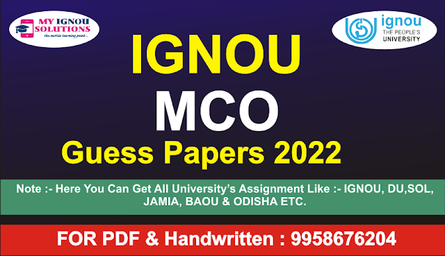 IGNOU MCO Guess Papers 2022