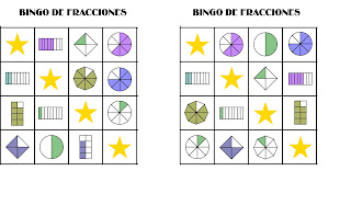 Bingo de fracciones modificado (Medios, cuartos y octavos)