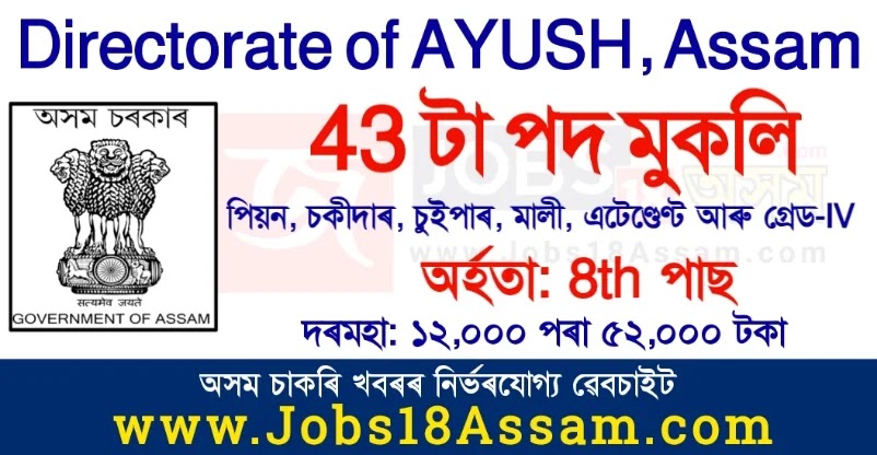 Directorate of AYUSH Assam Recruitment 2021 - Apply for 43 Grade-IV Vacancy