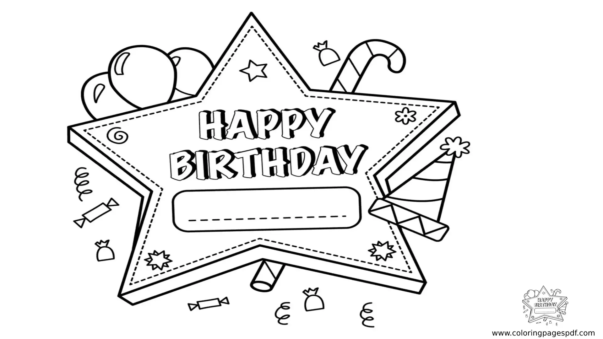 Coloring Pages Of A Happy Birthday Star