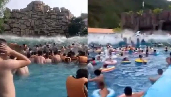 "Tsunami" golpea a varias personas desprevenidas y deja mas de 40 heridos en un parque acuático de China (VIDEO)