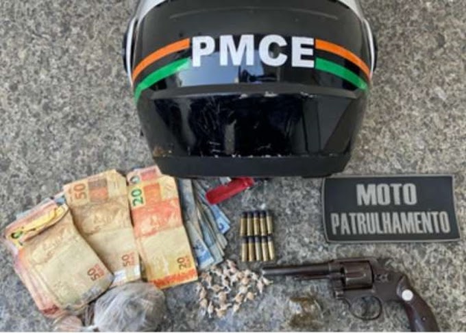  Motopatrulhamento da PMCE em Juazeiro do Norte prende homem vendendo drogas e armado