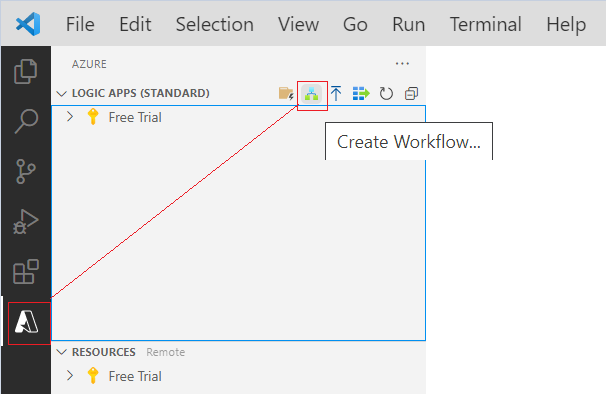 create workflow in logic app standard locally