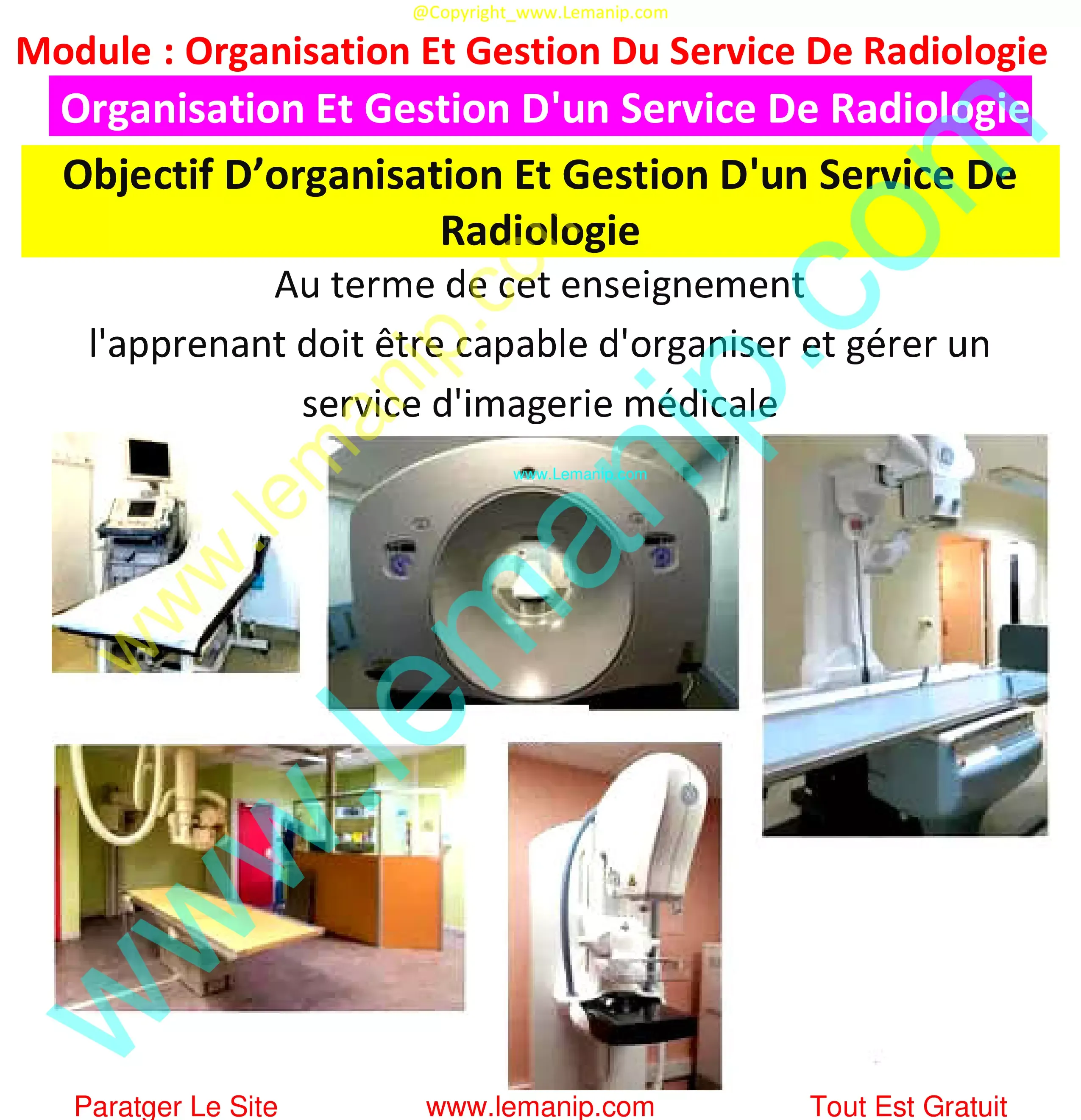 Objectif D’organisation Et Gestion D'un Service De Radiologie