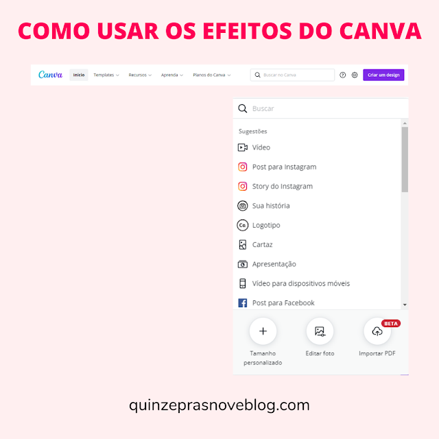 como usar efeitos do canva