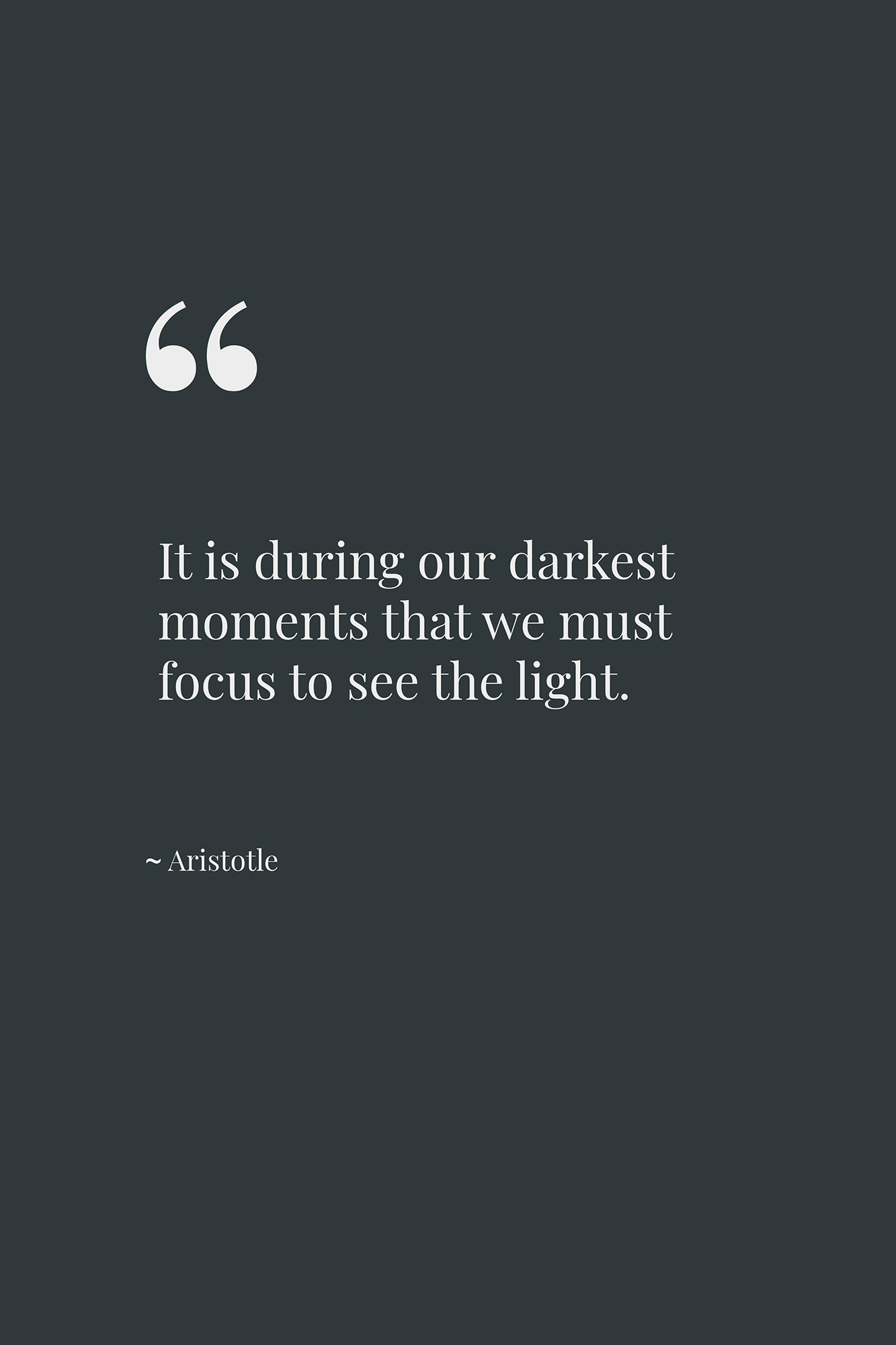 It is during our darkest moments that we must focus to see the light. ~ Aristotle
