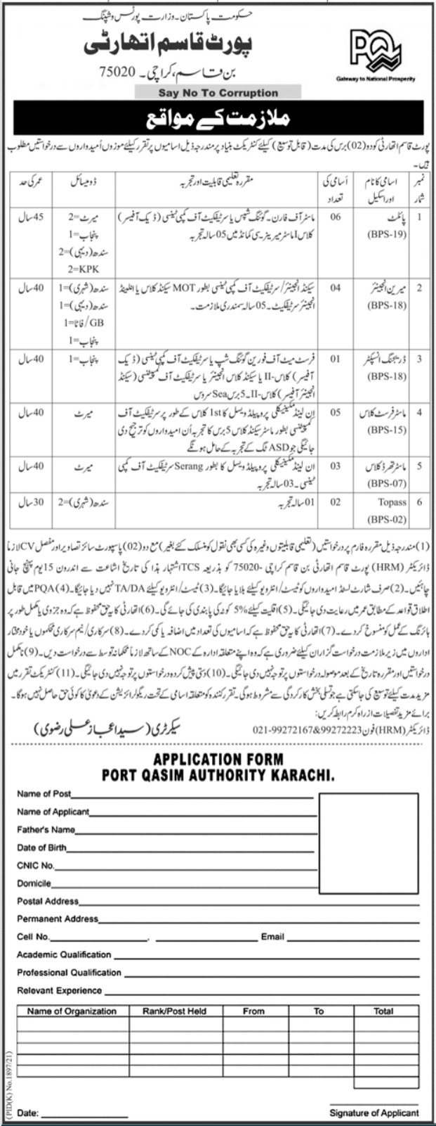 Port Qasim Authority (PQA) Jobs 2022 | Latest Job in Pakistan
