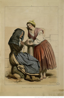 Название :  Pauvres à Louvie (vallée d'Ossau) [Vieille femme et jeune fille] Автор  :  Devéria, Eugène (1805-1865). Illustrateur