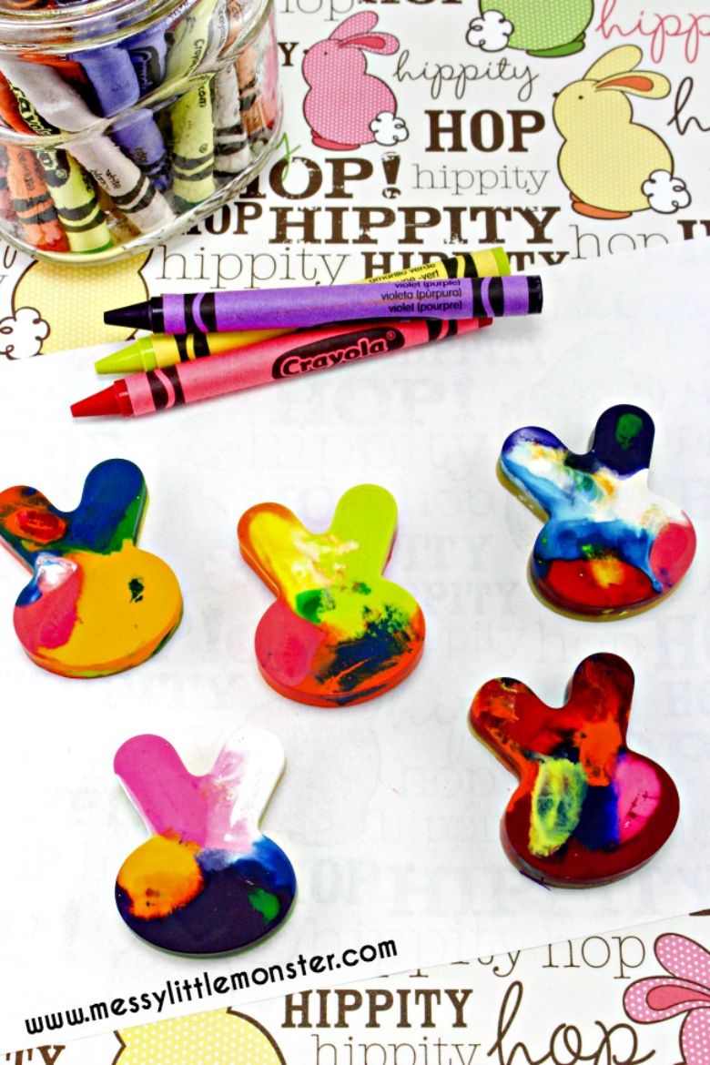 Homemade bunny crayons project for kids