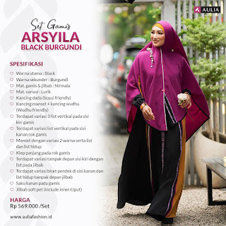 Koleksi Gamis Set Syari Aulia Terbaru Arsyila Black Burgundi