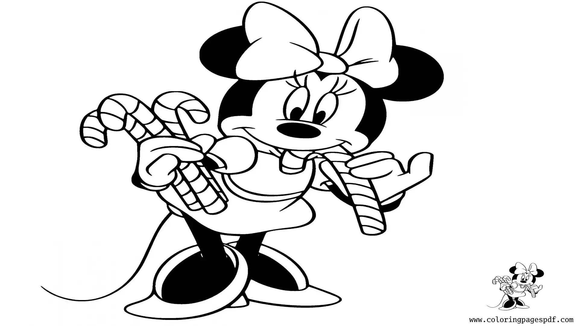 Coloring Pages Of Minnie Mouse Eating Christmas Candy