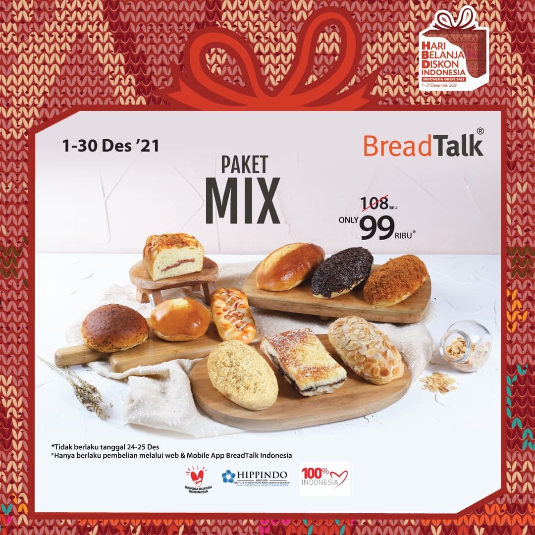 Promo BreadTalk Paket Sweet, Savory & MIX Hanya 99Ribu (s.d 30 Des 2021)