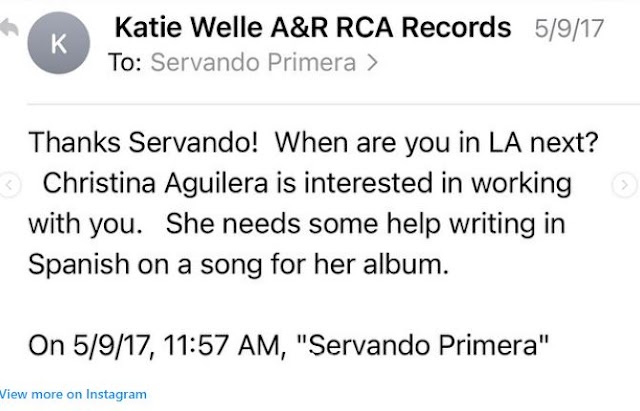 Servando anuncia que le compuso una canción a Christina Aguilera