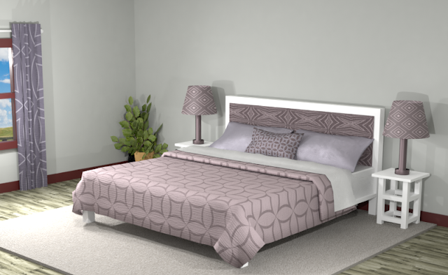 Gray (#B9BBB7) Split Complementary Room with Patterns