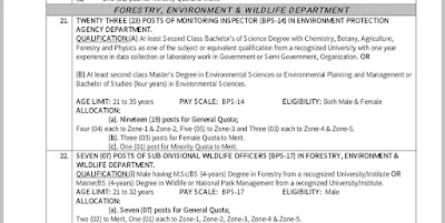 Forestry Wildlife and environment department jobs in kpk pakistan