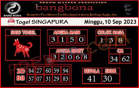 Prediksi Bang Bona SGP Minggu 10 September 2023