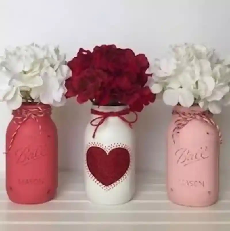 DIY ανθοδοχεία απο βαζάκια για τον Άγιο Αγίου Βαλεντίνο - Φτιάχνω-Δημιουργώ
