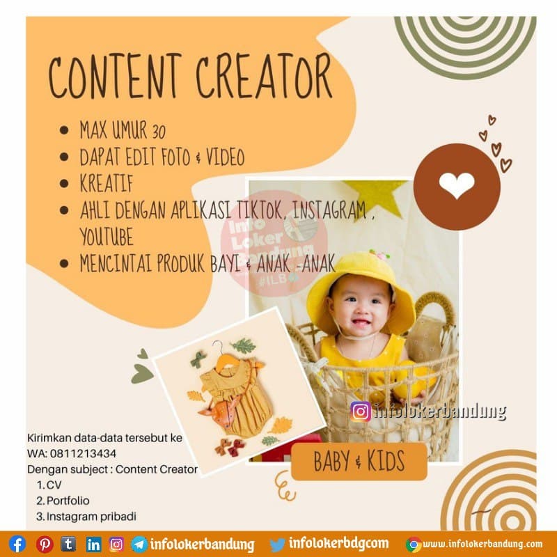 Lowongan Kerja  Content Creator Baby & Kids Bandung November 2021