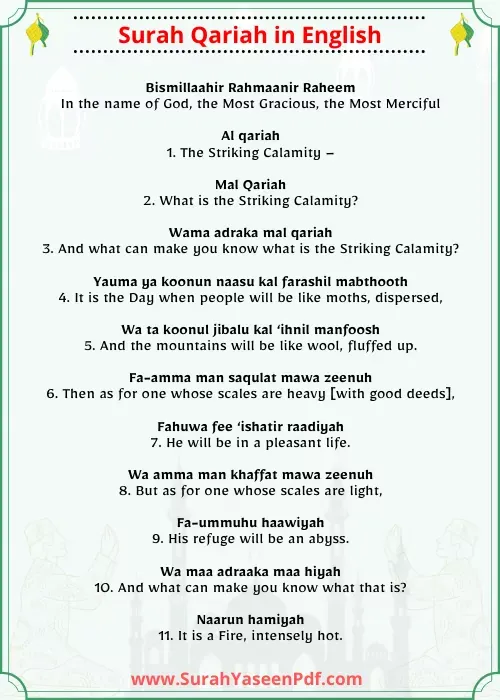 Surah Qariah  English Image