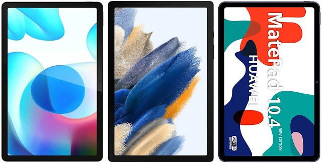 Realme Pad 64 GB vs Samsung Galaxy Tab A8 10.5 (2021) 32 GB vs Huawei MatePad 10.4 New Ed. 64 GB