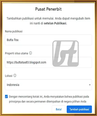 Mengisi form publikasi