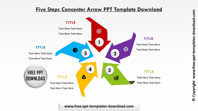 Five Steps Concenter Arrow Free PPT Template Download