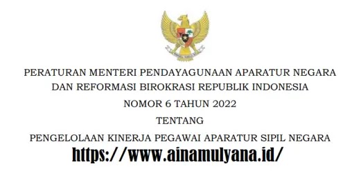 Permenpan Rb Nomor 6 Tahun 2022 Tentang Pengelolaan Kinerja Pegawai Aparatur Sipil Negara