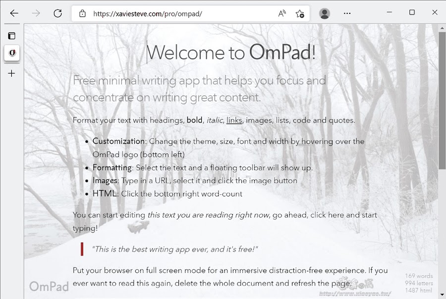 OmPad 網頁版文本編輯器，自動保存支援 HTML 語法