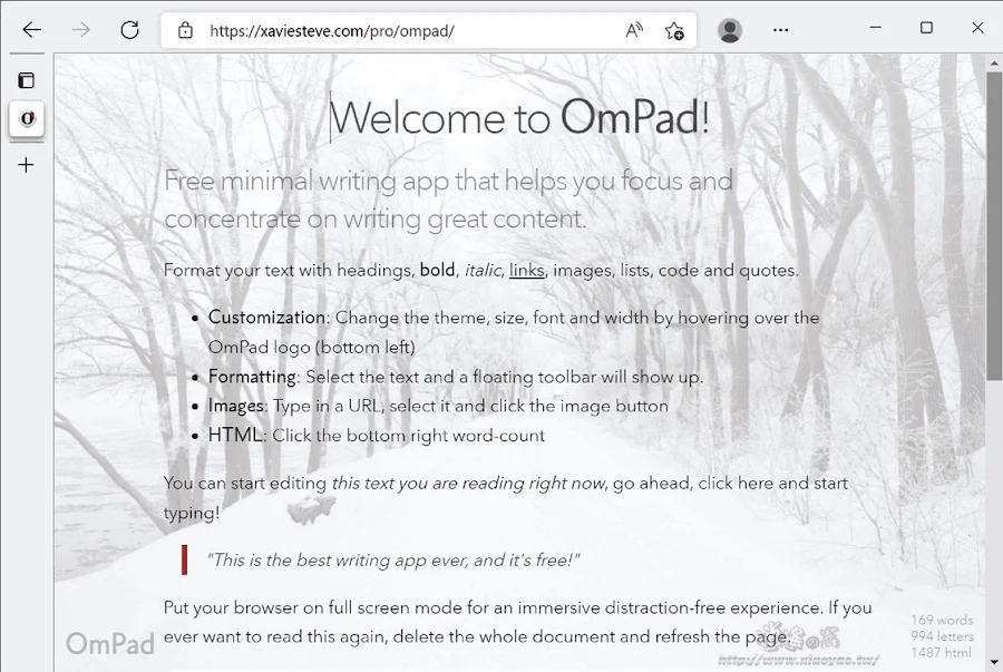 OmPad 網頁版文本編輯器