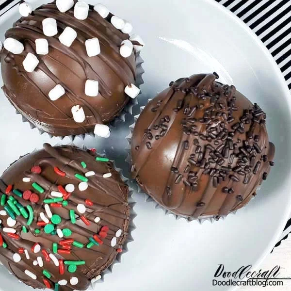 Get creative with your hot chocolate bombs by adding flavored hot cocoa powders--like dark chocolate, caramel or vanilla, then add all kinds of candy bits, mints or candy canes, cayenne powder, cinnamon, or toffee pieces! There's so many options once you get started.   Let's start with the basic hot chocolate bombs.