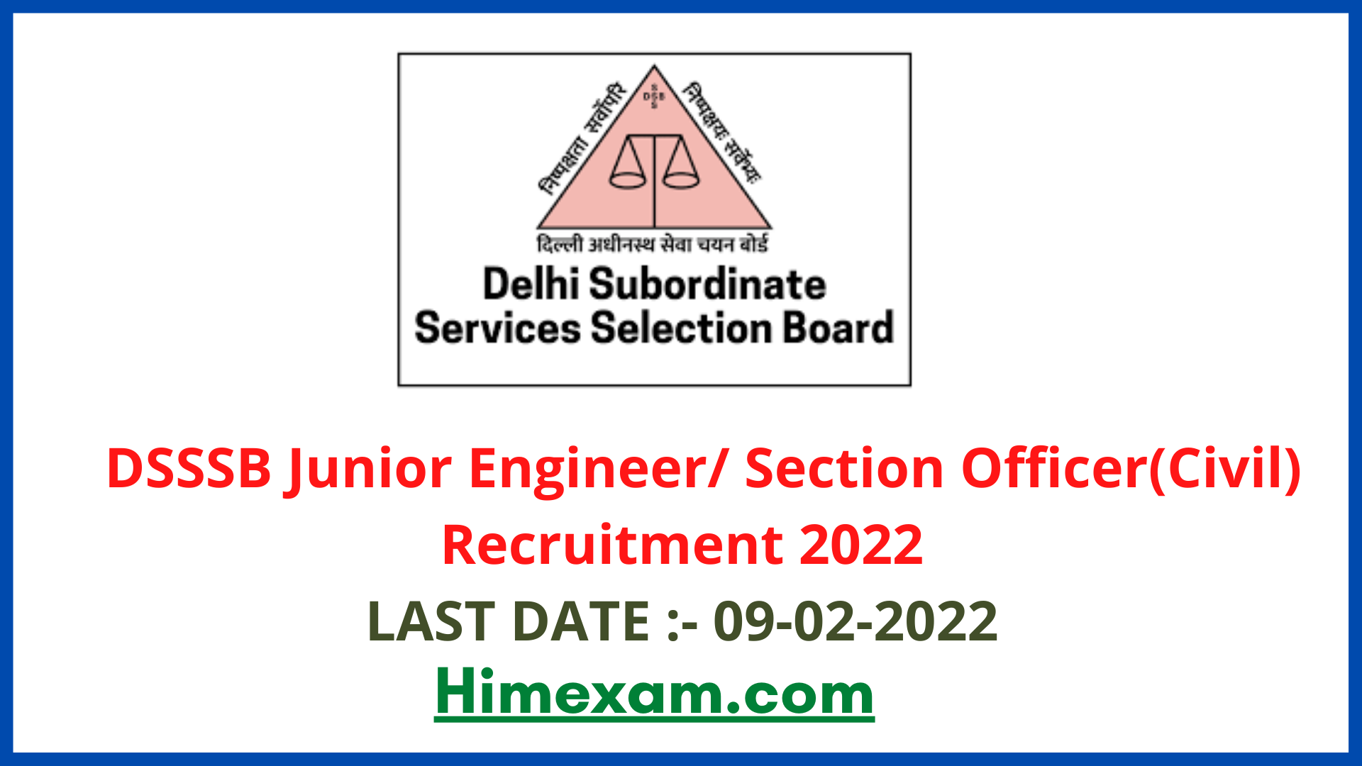 DSSSB Junior Engineer/ Section Officer(Civil) Recruitment 2022
