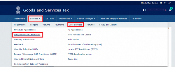 GST Registration Certificate Download