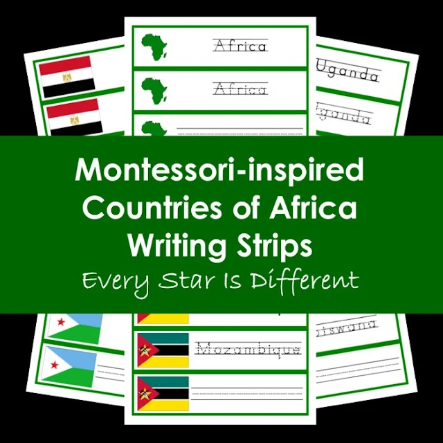 Countries of Africa writing strips