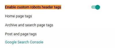 enable custom robots header tags