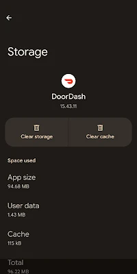 Doordash clear cache data