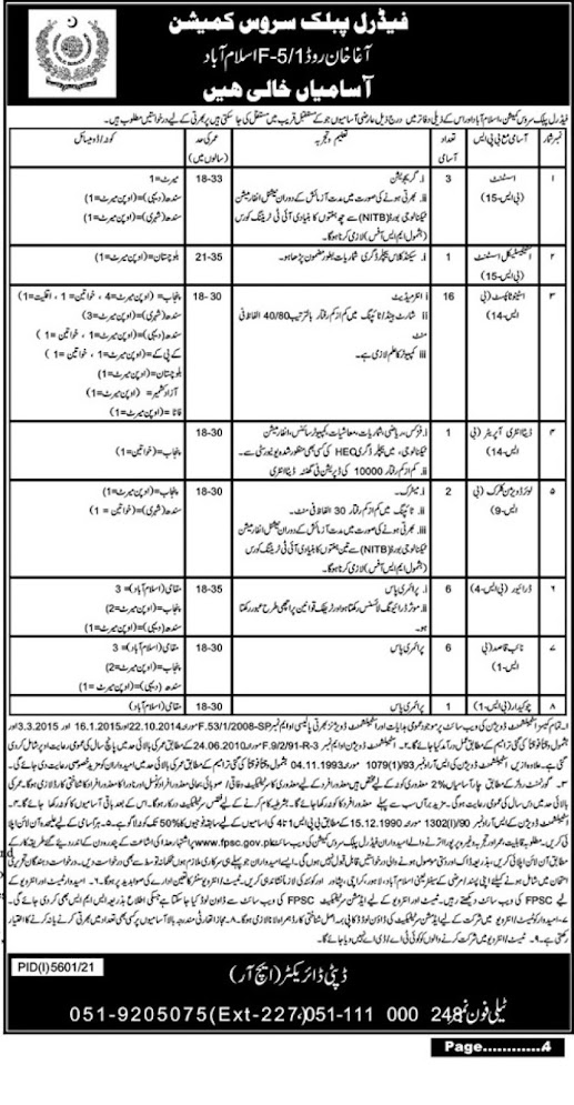 FPSC Jobs 2022 Islamabad Online Application: www.fpsc.gov.pk