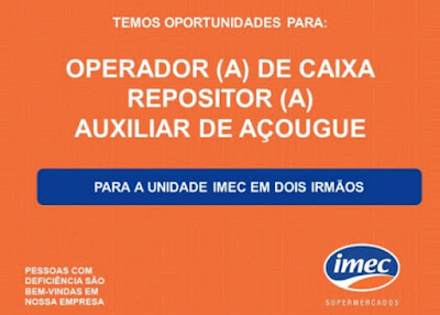 Rede de Supermercados abre vagas de Caixa, Repositor e Auxiliar de Açougue em Dois Irmãos