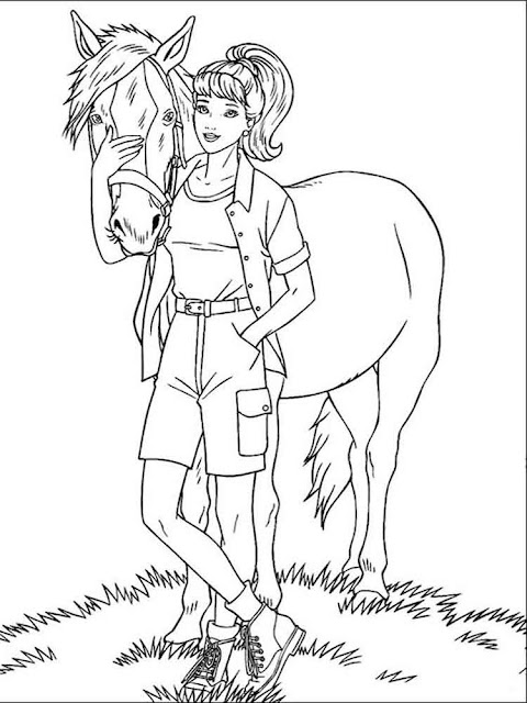 Horse show jumping coloring page