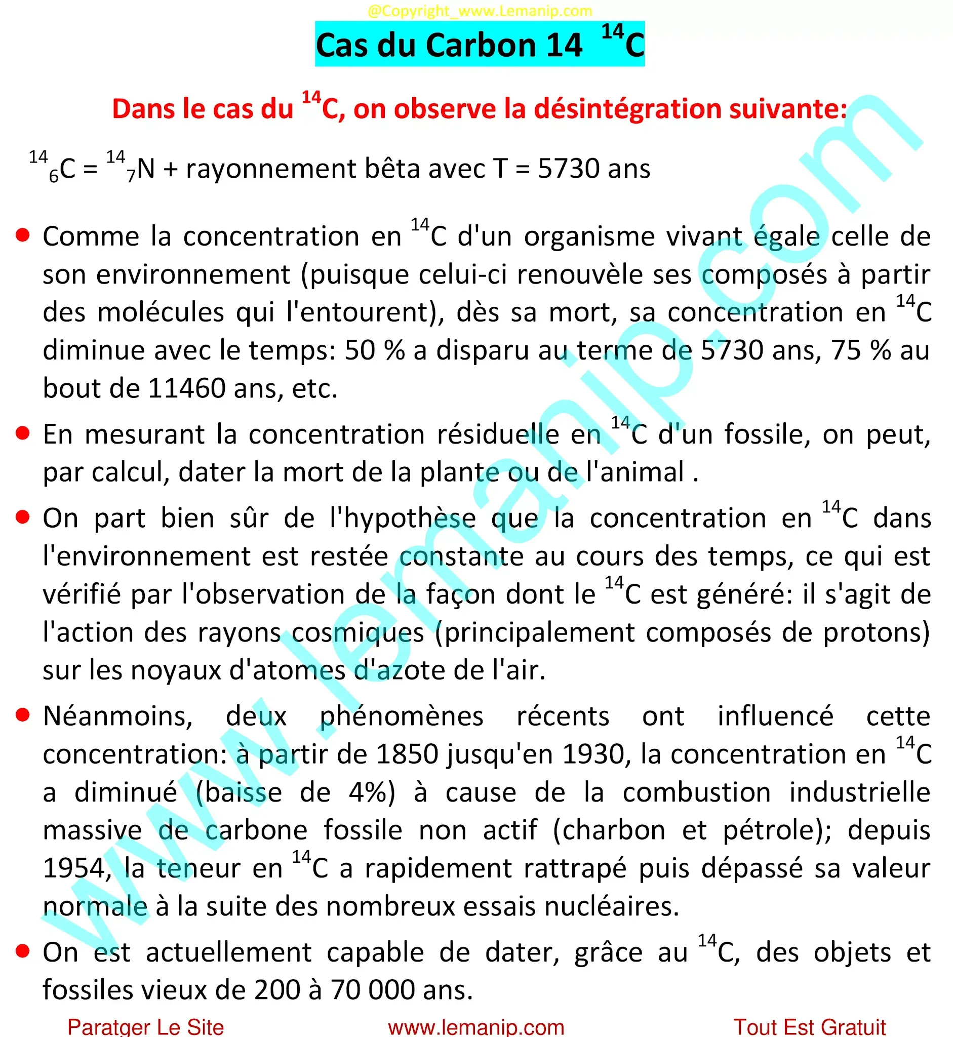 Cas du Carbon 14  14C