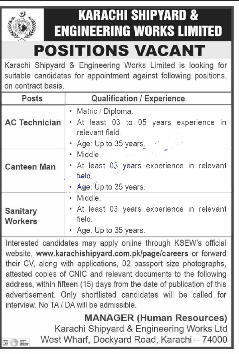 KSEW Jobs 2021 – Karachi Shipyard & Engineering Works Jobs 2021