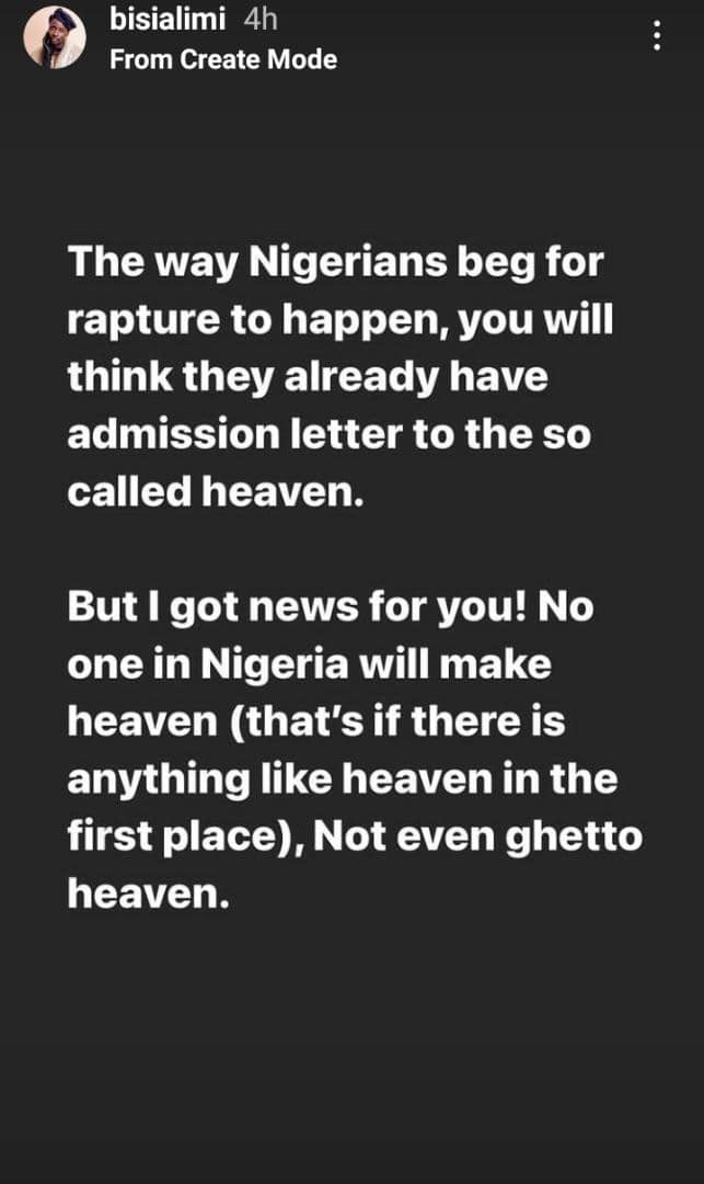 No one in Nigeria will make the so called heaven- Bisi Alimi
