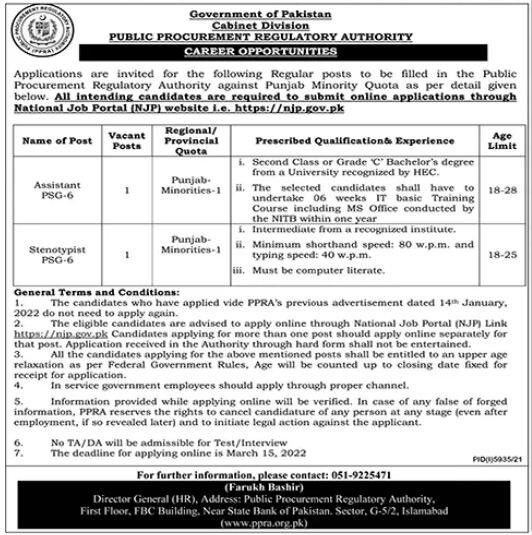 Public Procurement Regulatory Authority (PPRA) Jobs 2022 | Latest Job in Pakistan