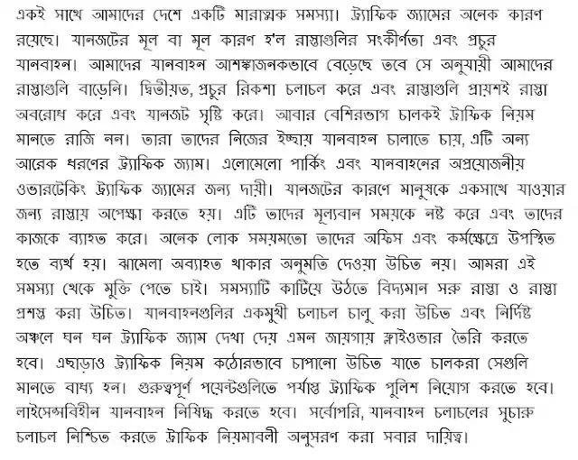 Traffic Jam Paragraph (200 words) with Bangla Meaning