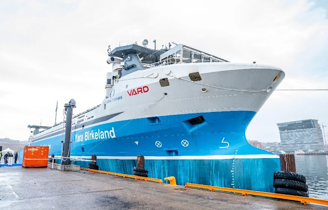 Primer carguero autónomo eléctrico lanzado en Noruega