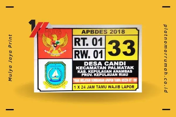 Percetakan Plat Nomor Rumah di <wilayah>Kabupaten Solok</wilayah> Terbesar dan Termurah