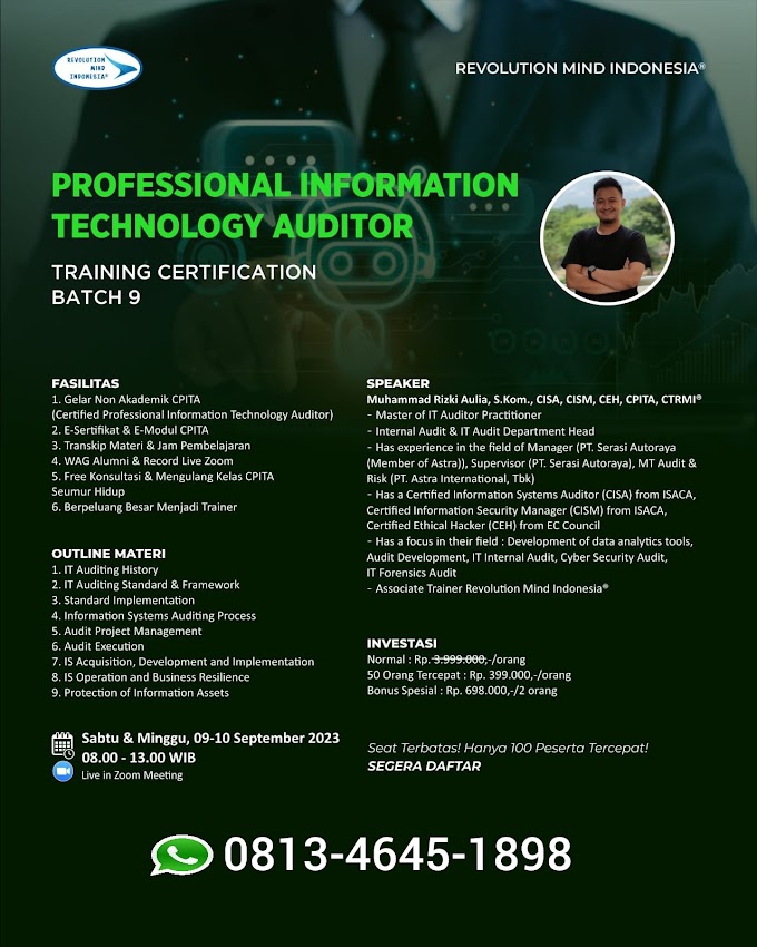WA.0813-4645-1898 | Certified Professional Information Technology Auditor (CPITA) 9 September 2023