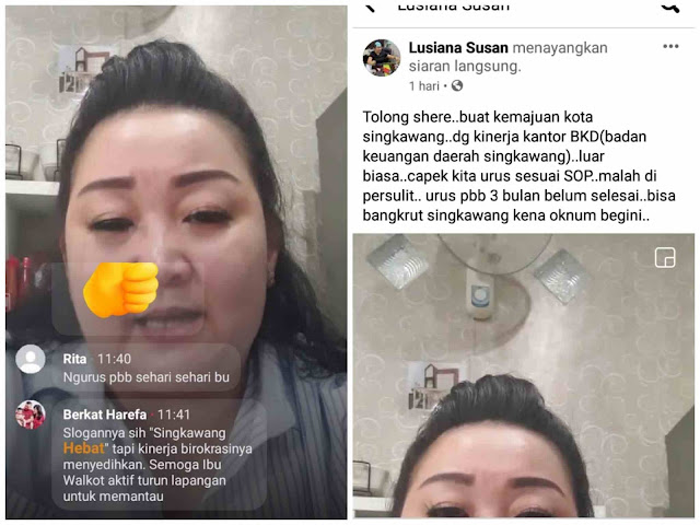 Viral! Live Di Akun Facebook, Ibu ini Protes Kinerja BKD Kota Singkawang